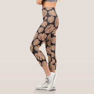 Monstera in Tan and Black Capri Leggings