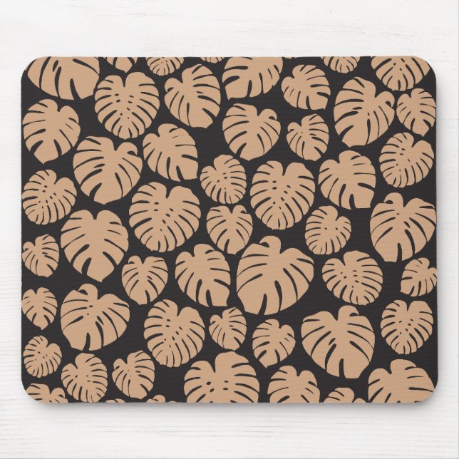 Monstera in Tan and Black Mouse Pad (Front)