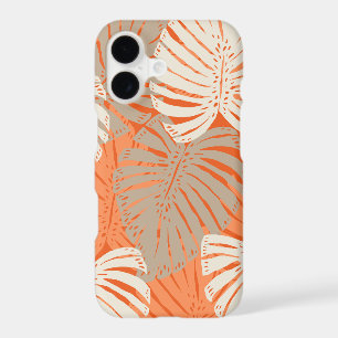 Monstera Jungle Hawaiian Tropical Leaves - Orange