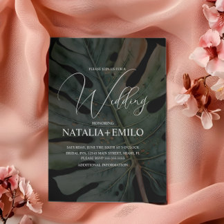 Monstera Layered Plant Wedding  Invitation
