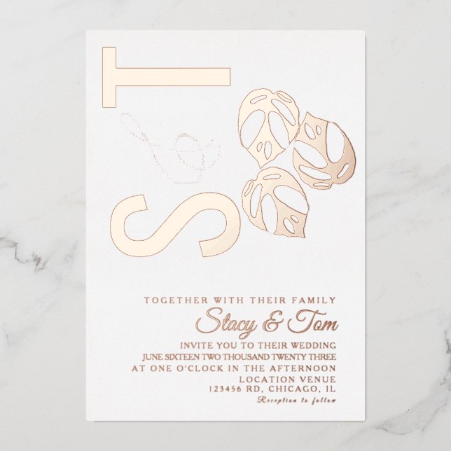 Monstera Leaf Ampersand Wedding Pressed (Front)