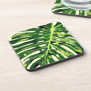 Monstera Leaf Beverage Coaster Leaves Green