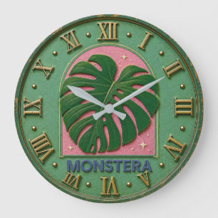 Monstera Leaf Botanical Large Clock