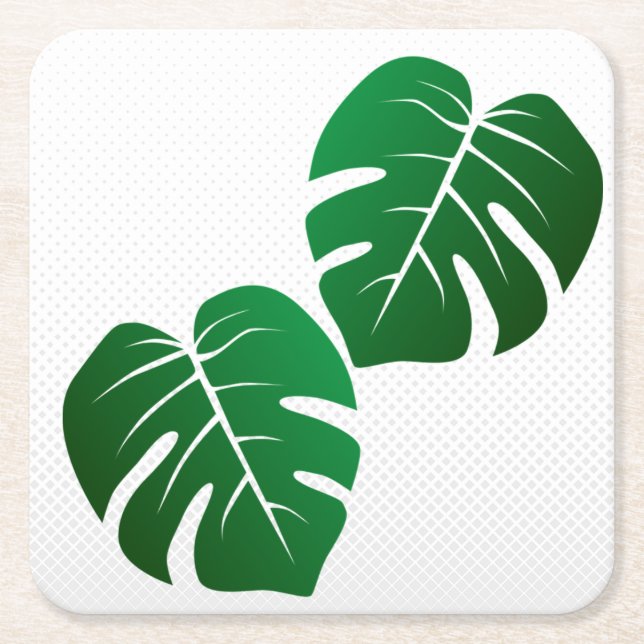 Monstera Leaf Design Paper Coaster (Front)