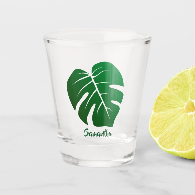 Monstera Leaf Design Shot Glass (Front)