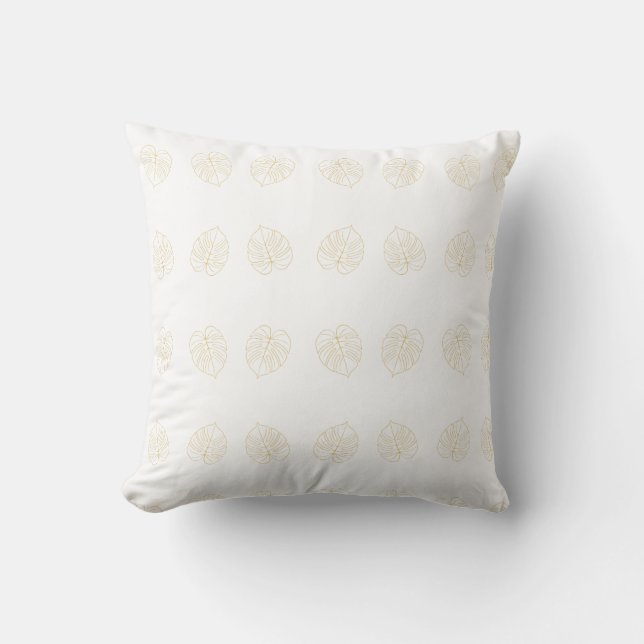 Monstera Leaf Gold Design.  Cushion (Front)