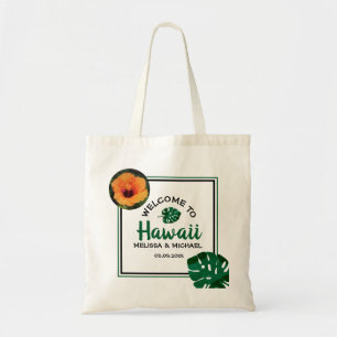 Monstera Leaf Hawaii Destination Wedding Welcome Tote Bag
