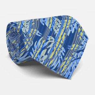 Monstera Leaf Hawaiian Stripe Two-sided Printed Tie