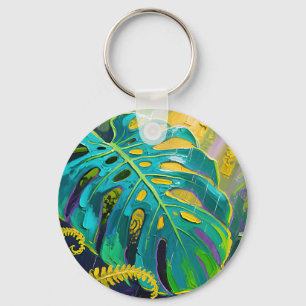 Monstera Leaf Jungle Rain Key Ring