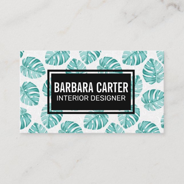 Monstera Leaf Pattern Business Card (Front)