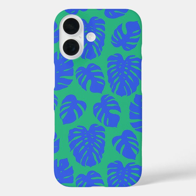 Monstera Leaf Plant Botanical in Blue and Green  Case-Mate iPhone Case (Back)