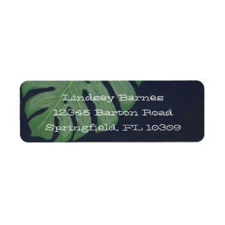 Monstera leaf return address label