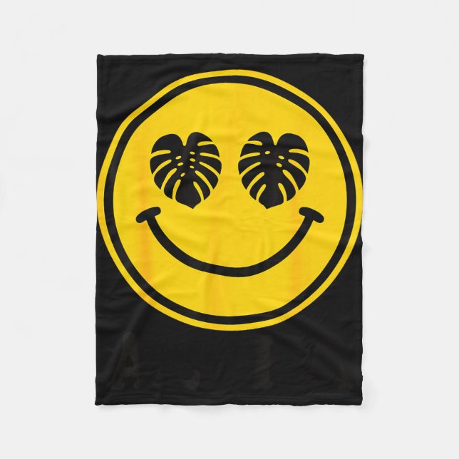 Monstera leaf smile aloha hawaii beach tropical fleece blanket (Front)