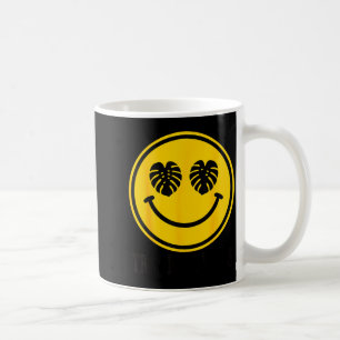 Monstera leaf smile tropical vibes beach summer coffee mug