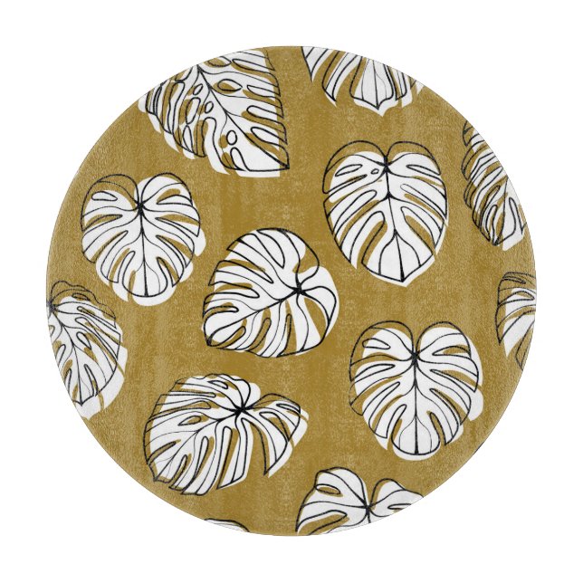 Monstera Leaf, Textile Seamless Pattern. Cutting Board (Front)