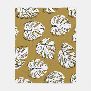 Monstera Leaf, Textile Seamless Pattern. Fleece Blanket