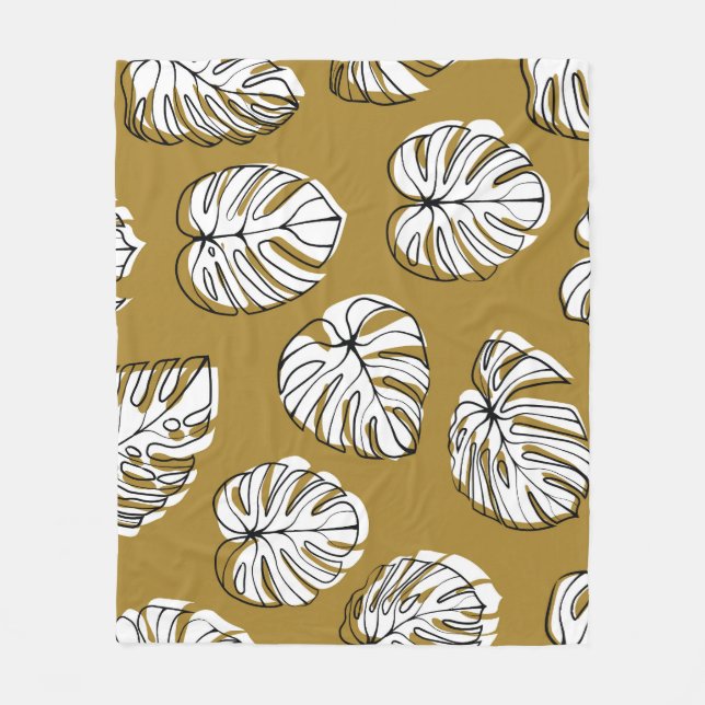 Monstera Leaf, Textile Seamless Pattern. Fleece Blanket (Front)