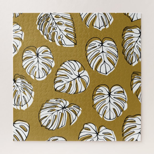 Monstera Leaf, Textile Seamless Pattern. Jigsaw Puzzle (Vertical)