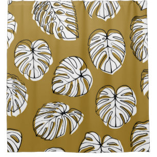 Monstera Leaf, Textile Seamless Pattern. Shower Curtain