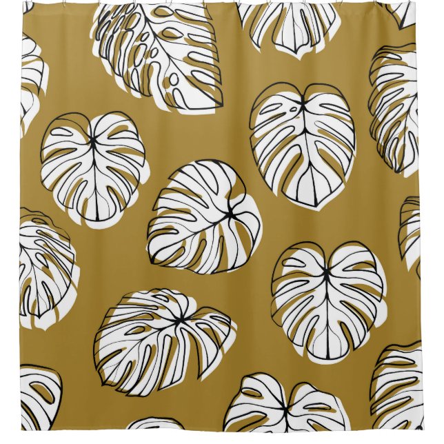 Monstera Leaf, Textile Seamless Pattern. Shower Curtain (Front)