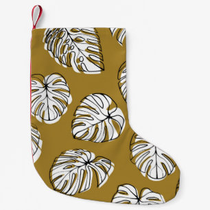 Monstera Leaf, Textile Seamless Pattern. Small Christmas Stocking
