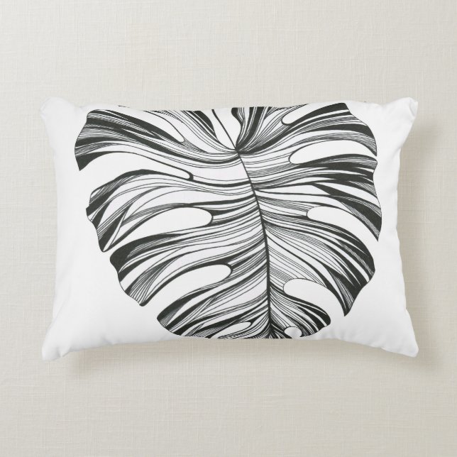 Monstera Leaf: Tropical Natural Element. Decorative Cushion (Front)