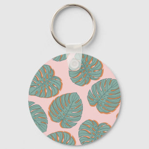 Monstera Leaf: Tropical Vintage Pattern Key Ring