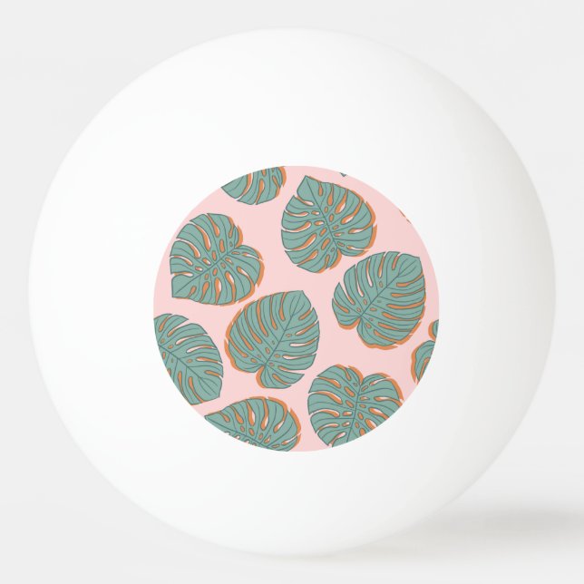 Monstera Leaf: Tropical Vintage Pattern Ping Pong Ball (Front)
