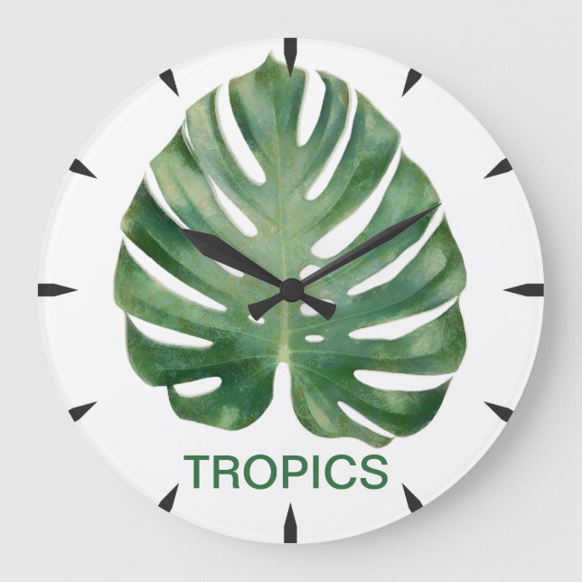 Monstera Leaf Tropics Large Clock (Front)