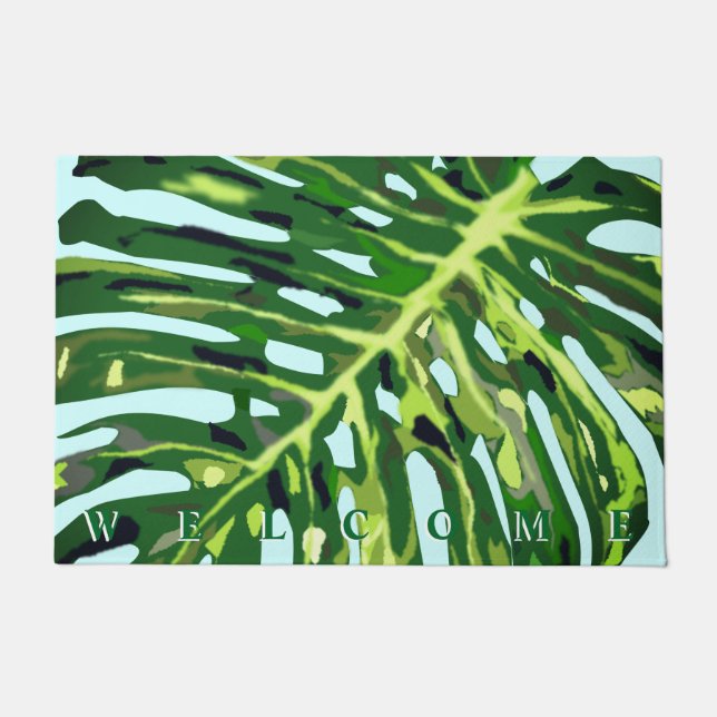 Monstera Leaf Welcome Doormat  (Front)
