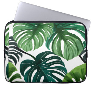 Monstera Leaves Botanical Modern Green Laptop Sleeve