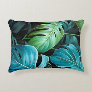 Monstera Leaves Botanical Tropical Jungle Foliage Decorative Cushion