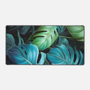 Monstera Leaves Botanical Tropical Jungle Foliage Desk Mat
