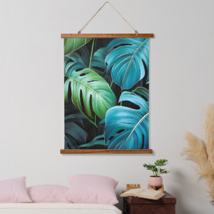 Monstera Leaves Botanical Tropical Jungle Foliage Hanging Tapestry