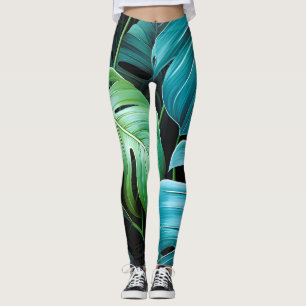 Monstera Leaves Botanical Tropical Jungle Foliage Leggings