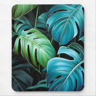 Monstera Leaves Botanical Tropical Jungle Foliage Mouse Pad