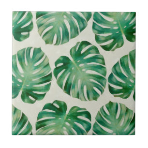 Monstera leaves ceramic tile