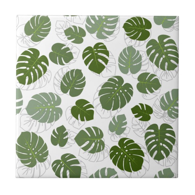 Monstera Leaves Ceramic Tile (Front)