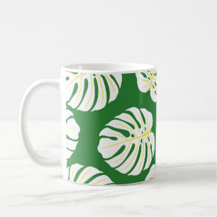 Monstera Leaves, Dark Green Vintage. Coffee Mug