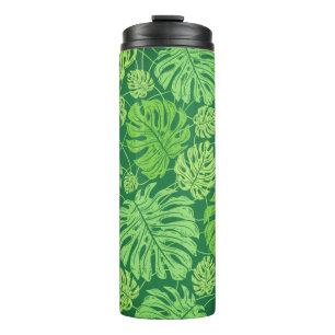 Monstera leaves floral pattern thermal tumbler