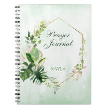 Monstera Leaves Gold Frame Name Prayer Journal