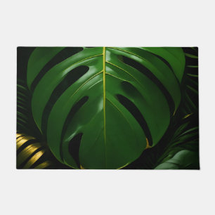 Monstera Leaves Gold Jungle Glamour Doormat