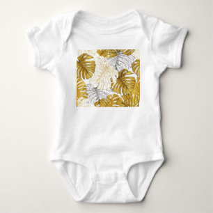 Monstera Leaves: Golden White Baby Bodysuit