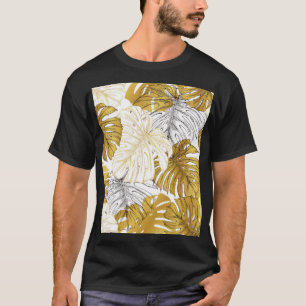Monstera Leaves: Golden White T-Shirt