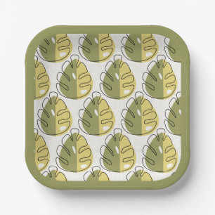 Monstera Leaves – Green Paper Plate