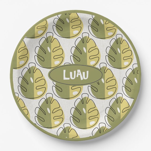 Monstera Leaves – Green Paper Plate (Front)
