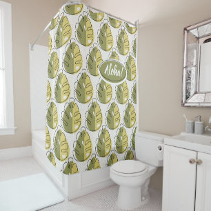 Monstera Leaves - Green Shower Curtain