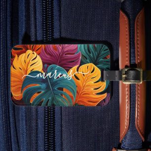Monstera Leaves Hawaiian Luggage Tag