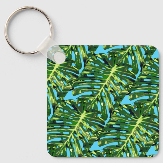 Monstera Leaves Keychain Gift Greenery (Front)