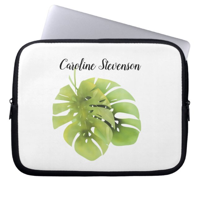 Monstera leaves laptop sleeve (Front)